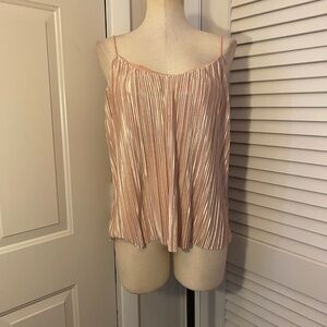 NWT- H&M Metallic Peachy Pink Pleated Camisole Top- Size Medium